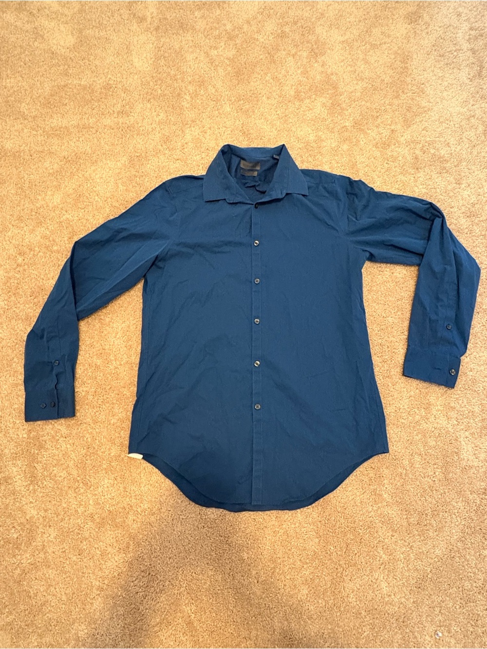 Calvin Klein Solid Navy Dress Shirt - Long Sleeve